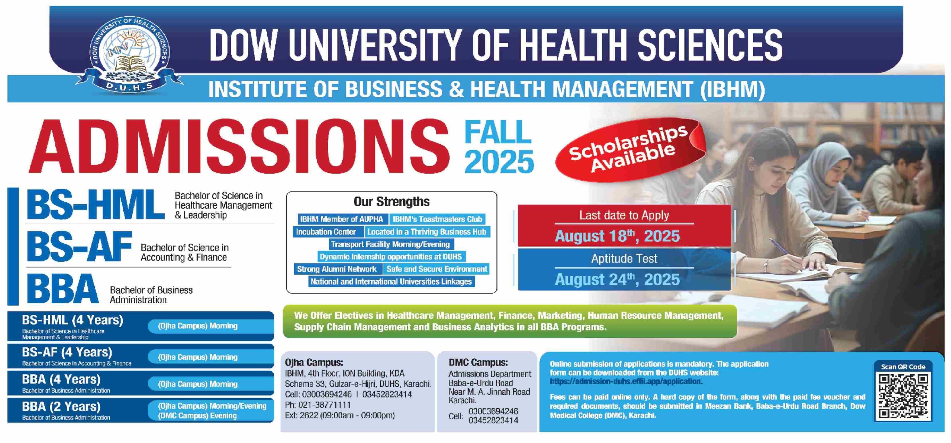 Admission Open in Dow University of Health Sciences Karachi
